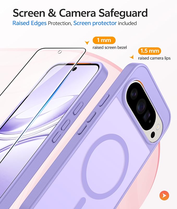 FNTCASE for Google Pixel 10 / Pixel 10 Pro Case, Compatible with Magsafe | Screen Protector, Translucent Matte, 14FT Military Grade Drop Protection, Shockproof Protective Phone Cover, Light Purple - Image 4