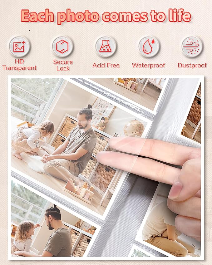 Artfeel Photo Album 4x6 with 300 Pockets,Slip-in Picture Albums,Linen Cover Memory Book with Front Window,White Page Vertical Photo Book for Wedding,Family,Anniversare,Baby,Vacation - Image 4