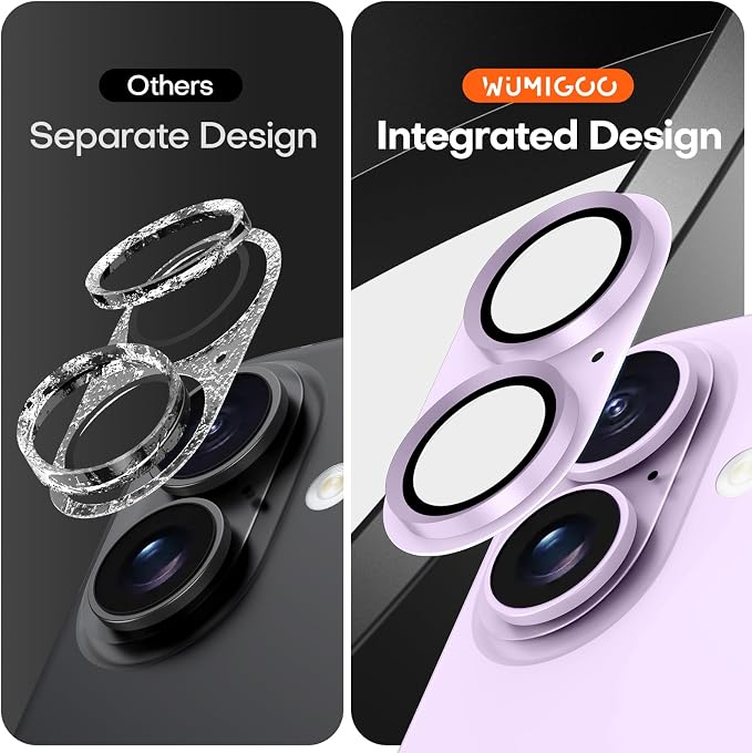 for iPhone 16/16 Plus/iPhone 17 Camera Lens Protector- Lavender | Aluminum Alloy, Tempered Glass Camera Cover, Nano Reinforced Adhesive, Accessories, Anti-Drop, Anti-Scratch, Case Friendly - Image 2