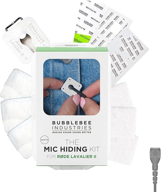 Bubblebee Mic Hiding Kit Compatible for RODE Lavalier II & RODE Wireless Pro Accessories - Microphone Hiding, Noise & Wind Reduction Dead Cat for Content Creators, Videographers & Filmmakers, White by BubblebeeIndustries