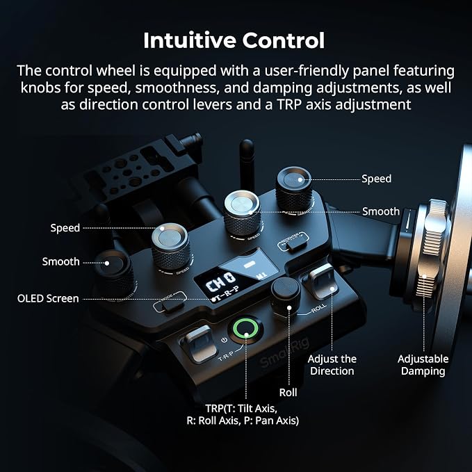 SmallRig Gimbal Control Wheels for DJI RS2 / RS 3 Pro/RS 4 / RS 4 Pro/RS 5 | Intuitive Control | Adjustable Damping | Dual Power Supply, for Heavy Duty Tripod - 4525 - Image 3
