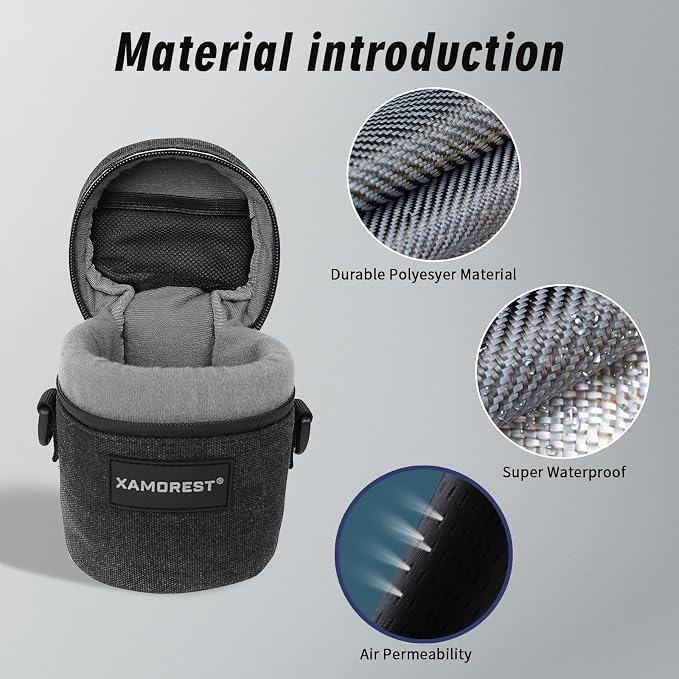 Camera Lens Case Lens Bag Compatible (3.15" x 3.74"(Canvas, Black)) - Image 5