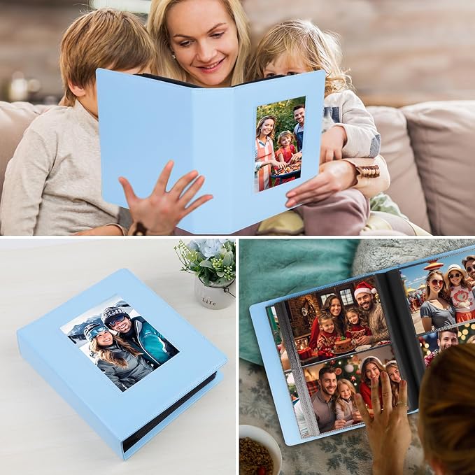 Aevdor 5x7 Photo Album, Holds 272 Photos, Leather Cover, Blue | Clear 5x7 Photo Pockets, Front Display Window, Family, Wedding, Birthday, Anniversary & Travel Memories - Image 7