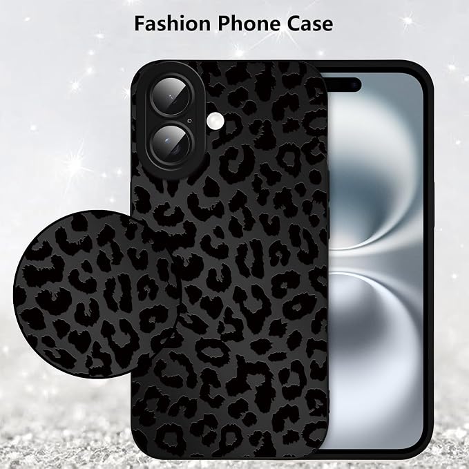 Cute Black Cheetah Print Phone Case for iPhone 16 Plus 6.7" | Aesthetic Leopard Pattern Design Cover Full Camera Lens Protective Shockproof Soft Slim TPU Funda for Men Women Girls - Image 6