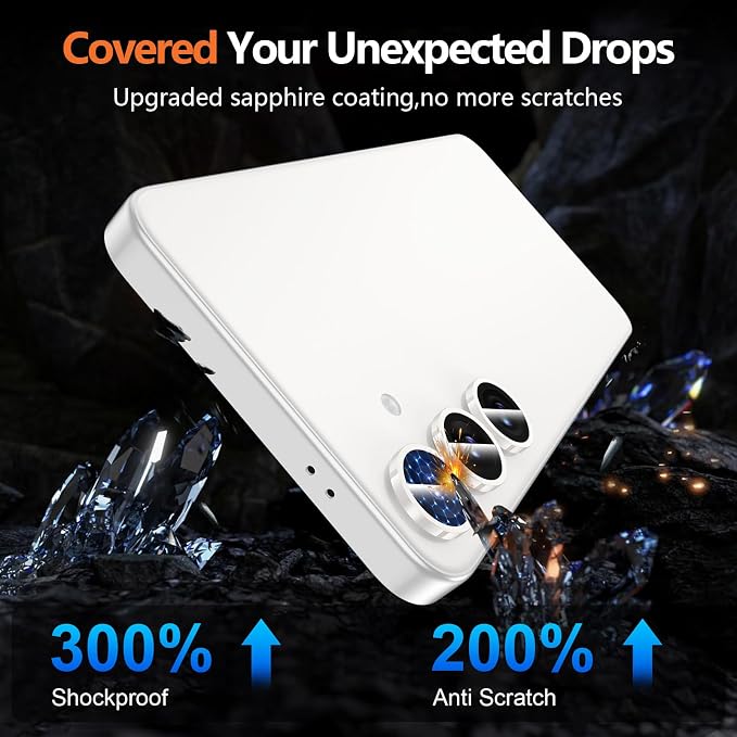 for Samsung Galaxy S25 FE Camera Lens Protector, Individual Metal Ring Tempered Glass Lens Cover, [Strong Adsorption] Scratch Resistant Ultra-Thin HD Clear Lens Cover, 1 Set-White Shine - Image 7