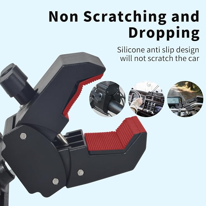 HYS Radio & Speaker Mic Clamp Mount Holder - Quick Release for Uniden BC906W Wireless CB Microphone and Speaker, Marine Radio, Walkie Talkie, Police Scanner w/ Belt Clip & Knob Holder Base - Image 4