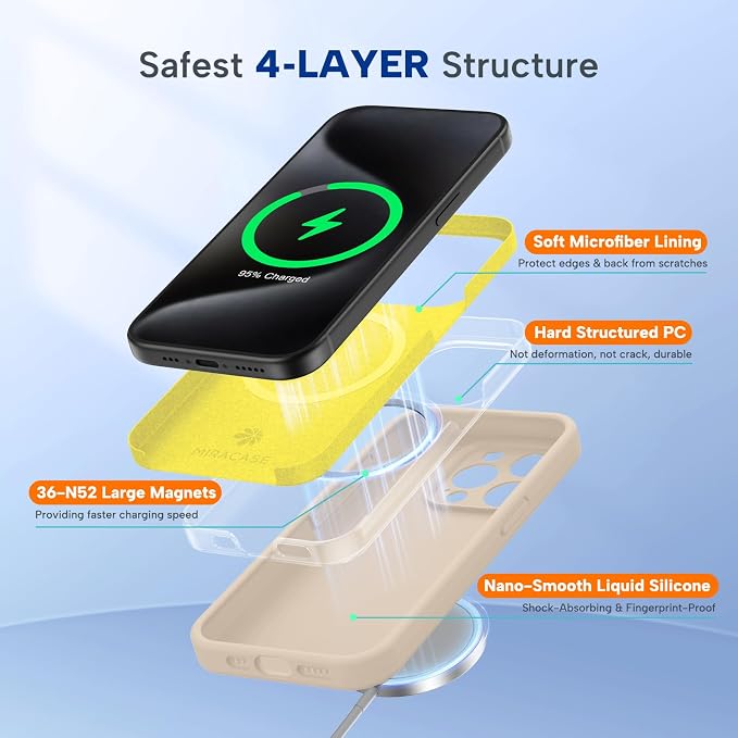 Miracase Magnetic for iPhone 15 Pro Case, Silicone, Soft Microfiber Lining - Image 3
