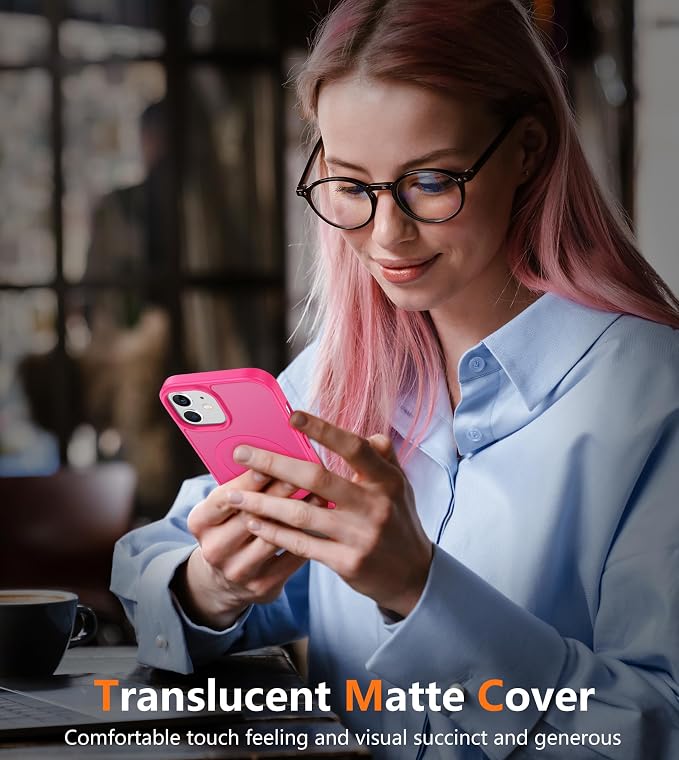 FNTCASE for iPhone 12/iPhone 12 Pro Case Hot Pink: Fit for MagSafe | Translucent Magnetic Camera Protection Slim Cases, 14FT Military Grade Drop Tested, Matte Shockproof Cover - Image 7