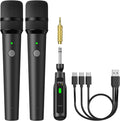 TONOR 2.4G Dual Wireless Microphones, Rechargeable Handheld Mic TW-220 | Cordless Microphones System with Receiver, Karaoke Mics for Singing, Home Party, Birthday, Church, Speech 50ft / 15 m Range by TONOR