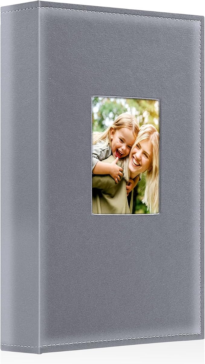 Ywlake Photo Album 4x6 300 Pockets, Leather Photo Albums Holds 300 Horizontal Only Pictures Grey by Ywlake