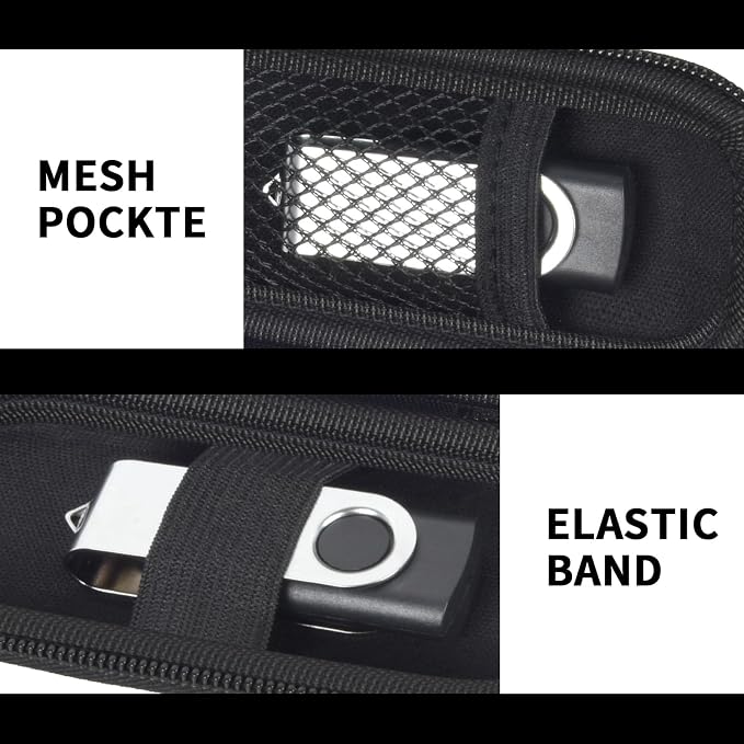 USB Flash Drive Case, SD Card/Thumb Drive/Memory Cards Holder, Bag Only | SDXC/SDHC Storage, Electronic Accessories Organizer for SanDisk / for Samsung, for Students/IT/Office/School/Travel, AllBlack - Image 4