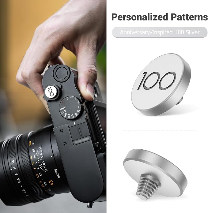 JJC Shutter Release Button for Leica Q3 43/Q3/Q2, 100th Anniversary Edition | Soft Release Button with '100' Imprint, Compatible with Leica Q3 Q3 43 Q2 Q Q-P Digital Cameras, Includes 2 Rubber O-Rings - Image 5