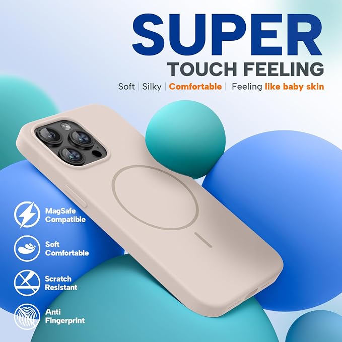 miracase Magnetic for iPhone 15 Pro Max Case, [Soft Anti-Scratch Microfiber Lining], Compatible with MagSafe, Liquid Silicone Case Shockproof Drop Protection Phone Case for 15 ProMax, Sand - Image 7