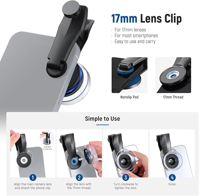 NEEWER 10X Macro Lens with 17mm Thread Clip and Detachable Diffuser Hood, Also for 17mm Threaded Phone Cage/Case/Clamp/Backplate, LS-28 PRO - Image 6