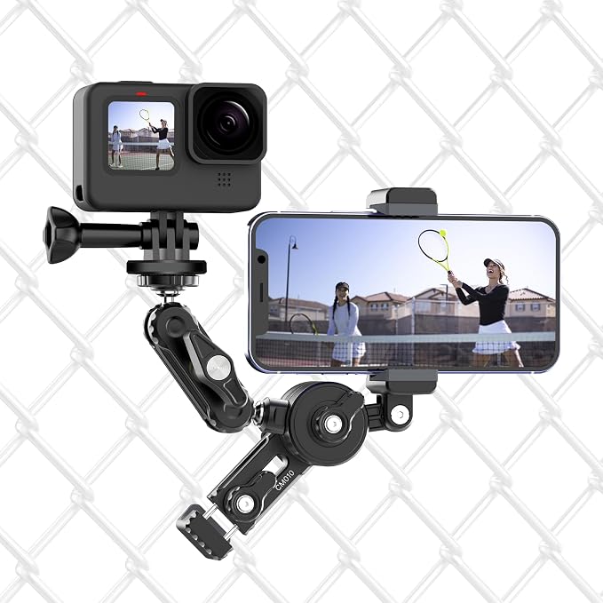 jusmo CM010 Cell Phone Fence Mount Game Changer Mounting Kit for GoPro, iPhone, AKASO, DJI Osmo Action, Insta360, Mevo Start for Recording Baseball Softball Tennis Gamechanger Streaming Kit by JUSMODirect