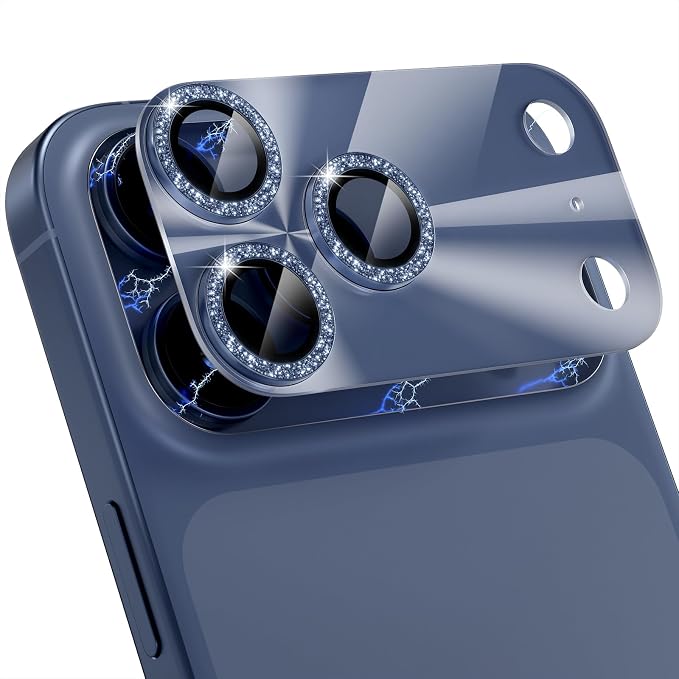 Choiche for iPhone 17 Pro Max Camera Lens Protector, Light-Deep Blue | Bling Metal Camera Cover with 9H Tempered Glass Lens Screen Protector Accessories, Strong Adsorption, Case-Friendly, 6.9-inch by Choiche