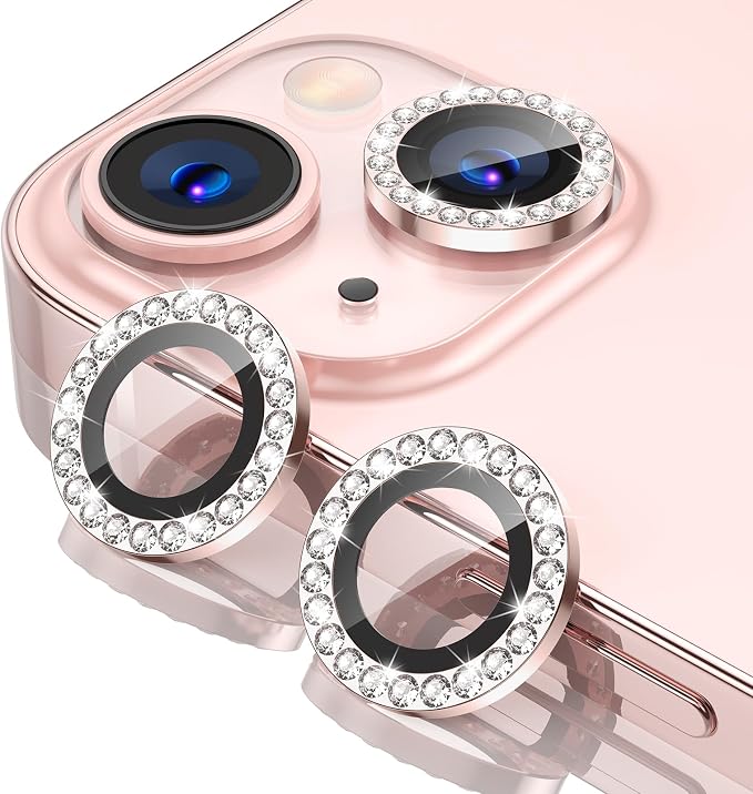 Tensea for iPhone 13/13 Mini Camera Lens Protector Bling, Camera Cover | 9H Tempered Glass Camera Screen Protector, Metal Individual Ring for iPhone13 6.1inch/ 13mini 5.4inch, HD Clear, Easy Install by Tensea