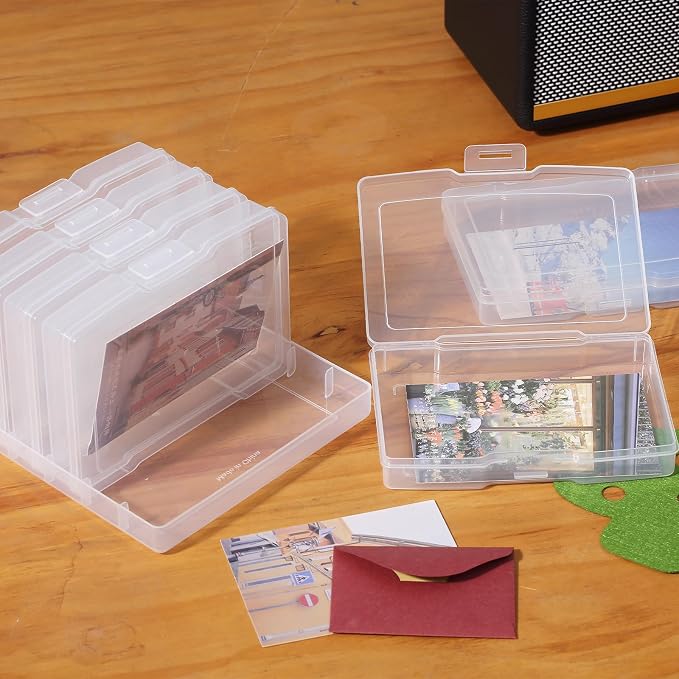 novelinks 6 Pcs 4"x6" Plastic Photo Storage Boxes with Tray (Clear 3Pack) | Photo Organizers and Storage, Task Boxes for Special Education, Flash Card Holder, 4x6 Index Card Holder, Picture Boxes - Image 3