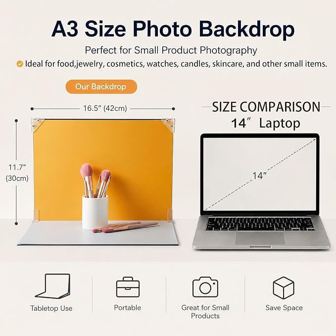 BYSTONE Photo Backdrop Board and Background Kit for Product Photography | 20 patterns, 16.5 x 11.7 in, 2 shadow props, food, beauty, jewelry and UGC shots - Image 7