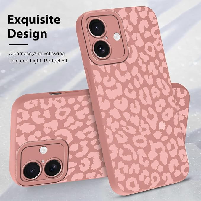 Cute Pink Cheetah Print Phone Case for iPhone 17 6.3" | Aesthetic Leopard Pattern Design Cover Full Camera Lens Protective Shockproof Soft Slim TPU Funda for Women Girls - Image 4
