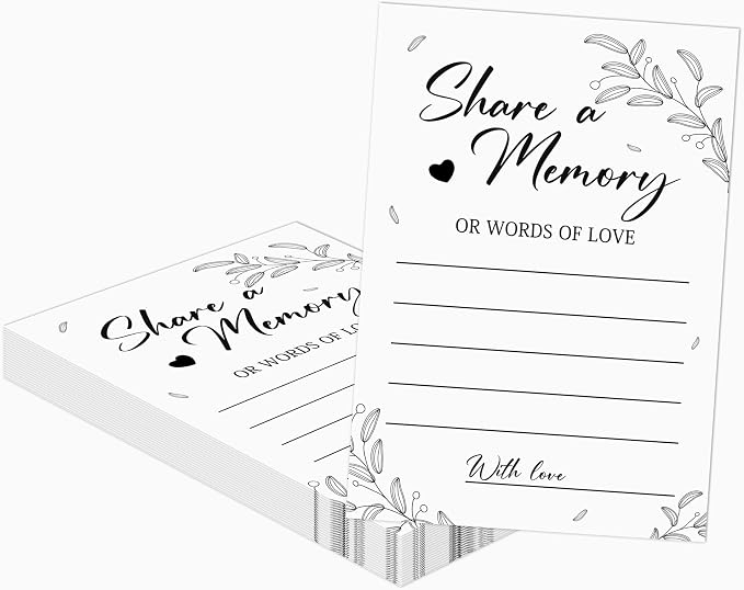 Share a Memory Cards - Share Words of Love - Keepsake Funeral Card, Guest Book Alternative, Minimalist Memory Cards for Birthday, Bridal Shower, Funeral Memory Books and Boxes, Memorial Service Decor by Rwykg