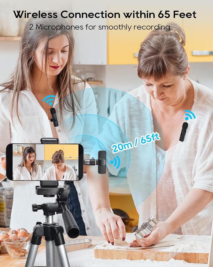 Mini Microphone for iphone Android Phone Tablet ipad PC, Usb C Wireless Lavalier Mic for Video Recording Vlogging Youtube Tiktok Podcast Interview content creators, Tiny Microphones Clip on Mics Black - Image 6