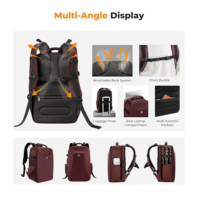 K&F CONCEPT Camera Backpack,Hardshell Photography DSLR Camera Bag | 15-15.6 Inch Laptop Compartment, Waterproof, Hard Shell Camera Case, Compatible with Canon/Nikon/Sony/DJI Mavic Drone, B07 - Image 4