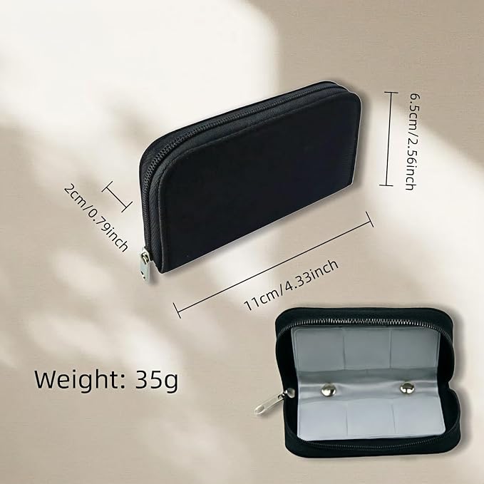 Memory Card Storage Carrying Pouch Case, Holder Wallet for CF/SD/SDHC/MS/DS, Fashion and Durable Solid Color 22 Card Slot for Media Storage Organization (Black) - Image 2