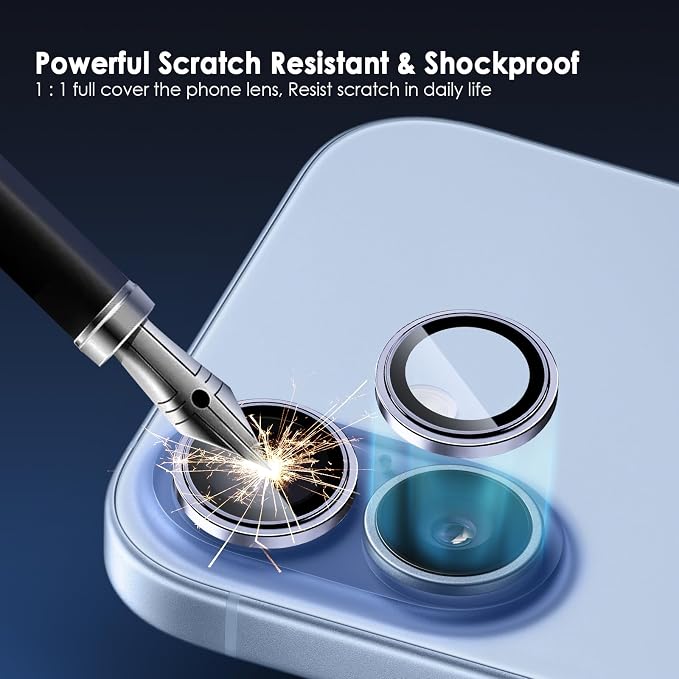 Camera Lens Protector for iPhone 17, Blue | AR+AF, 9H Tempered Glass, Individual Metal Ring, Anti Glare, Fall Protection, Camera Screen Cover - Image 2