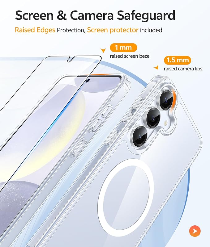FNTCASE for Samsung Galaxy S25/S24 Case Clear, Fit for Magsafe | Screen Protector, Anti Yellowing Magnetic Back, 14FT Military Grade Drop Protection, Shockproof Protective Phone Cover - Image 4