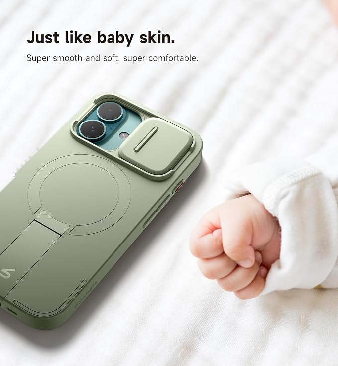 SURITCH for iPhone 16 Case with Magnetic Camera Slide Cover and Adjustable Kickstand, Compatible with MagSafe, Shockproof Bumper Case Slim Protective Cover 6.1 Inch, Green - Image 6