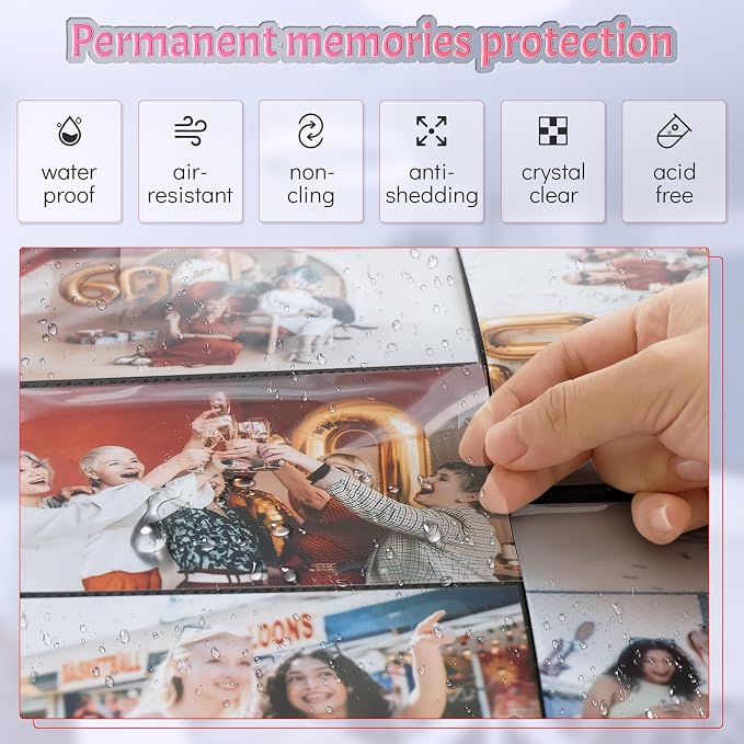 Popotop 4x6 Photo Album 200 Pictures, Linen Hardcover, Reinforced Spine | Compact 200-Photo Capacity, Acid-Free PP Slip-In Pockets, 2 Photos per Page, Black Inner Pages, No Memo Space - Image 2