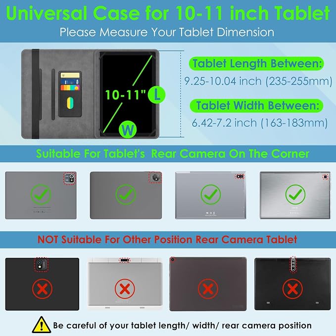 DETUOSI Universal 10.1 inch Tablet Case,Scratch Resistant | For ECOPAD ‎TH-KK12C,URAO X109,Aiprotablet C20e,Folio Leather Protective Cover,2-Angle Viewing Stand,3 Card Slots,Football - Image 2