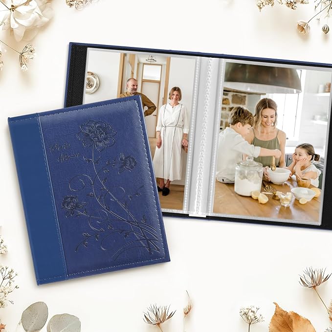 Artmag Photo Album 5x7 2 Packs Clear Pages Pockets Leather Cover Slip Slide in Photo Album Book Each Holds 50 Vertical 5x7 Photos Picture Book for Wedding Family (Blue) - Image 3