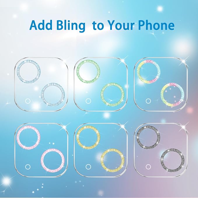 Dengduoduo 3 Pack Tempered Glass Camera Lens Protector for iPhone 15 6.1" & for iPhone 15 Plus 6.7", Bling Glitter, Ultra HD, 9H Hardness, Anti-Scratch, Case Friendly, Easy to Install - Image 6