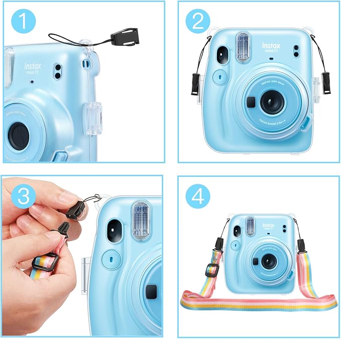 FINTIE Clear Camera Case for Fujifilm Instax Mini 11 Instant Film Camera | Crystal Hard Shell Cover, Back Films Pocket, Adjustable Shoulder Strap, Scratch Pesistant, Easy Access, Clear - Image 5