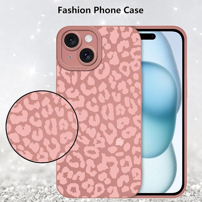 Cute Pink Cheetah Print Phone Case for iPhone 15 Plus 6.7" | Aesthetic Leopard Pattern Design Cover Full Camera Lens Protective Shockproof Soft Slim TPU Funda for Women Girls - Image 6
