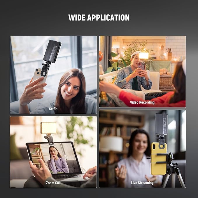 NEEWER Basics LED Selfie Phone Light for iPhone Camera Laptop, BL120B | Clip on Fill Light, Color Films, Diffuser, 3000mAh Rechargeable, 2500K-9000K CRI95+ Video Conference Lighting for Zoom Call - Image 2