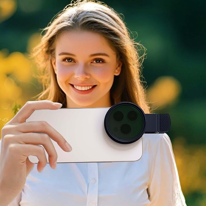 52mm Clip-on ND 2-400 Phone Lens Filter for iPhone16 15 14 13 12 11,Samsung BLU, Motorola, Xiaomi and Other Smart Phones.Neutral Density Used for reducing Light and for time-Lapse Photography. - Image 2