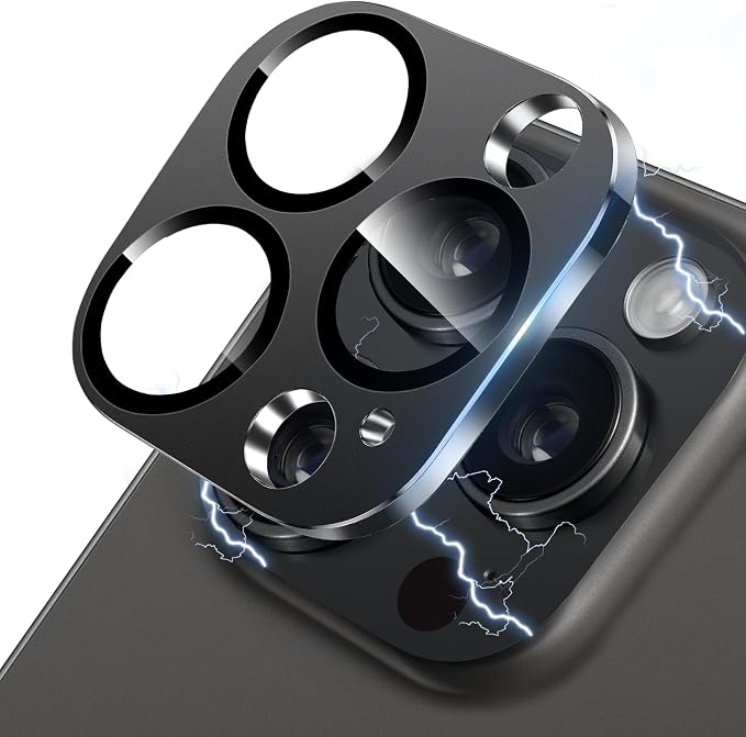 Camera Lens Protector for iPhone 14 Pro/iPhone 14 Pro Max Metal Camera Cover Film, 9H Tempered Glass, Anti-Scratch, Case Friendly - Black by Hsefo