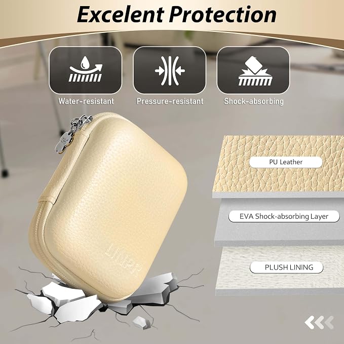 Digital Camera Case for KODAK PIXPRO FZ55/FZ45, Case Only,Light Khaki | Fits CAMKORY DC403 and Canon PowerShot ELPH 360 HS Compact Digital Cameras, Small Hard Shell Camera Pouch with Mesh Pocket - Image 5