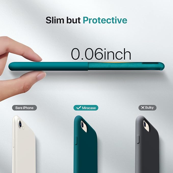 Miracase Silicone for iPhone SE 2022/SE 2020/7/8 Case,Teal | Ultra Slim Cover with Screen Protector, Soft Microfiber Lining, Multi-Color Premium Silicone Shockproof Phone Case - Image 3