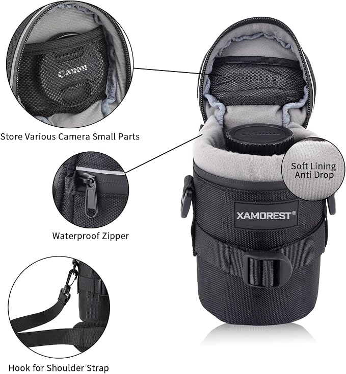 Camera Lens Case Lens Bag Compatible (4.13" x 7.28"(Nylon, Black)) - Image 4