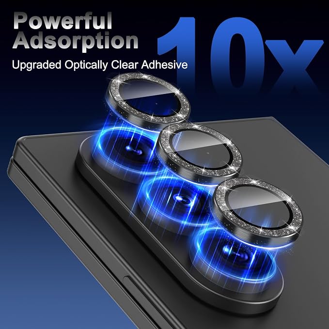 Meshine for Samsung Galaxy Z Fold 8 Ultra Camera Lens Protector,Scratch Proof,Strong Adsorption,9H Hardness with Metal Ring Camera Cover,Case Friendly,Accessories Lens Protector,Glitter Black - Image 5