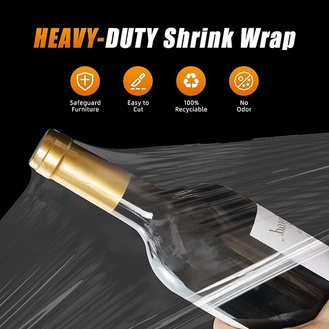 Stretch Film Shrink Wrap for Moving Supplies (5inch, 2 Pack) x 1000ft, Industrial Strength Plastic Wrap Stretch Roll for Pallet Wrapping Shipping Moving Boxes Storage Furniture with Handles, Clear - Image 3