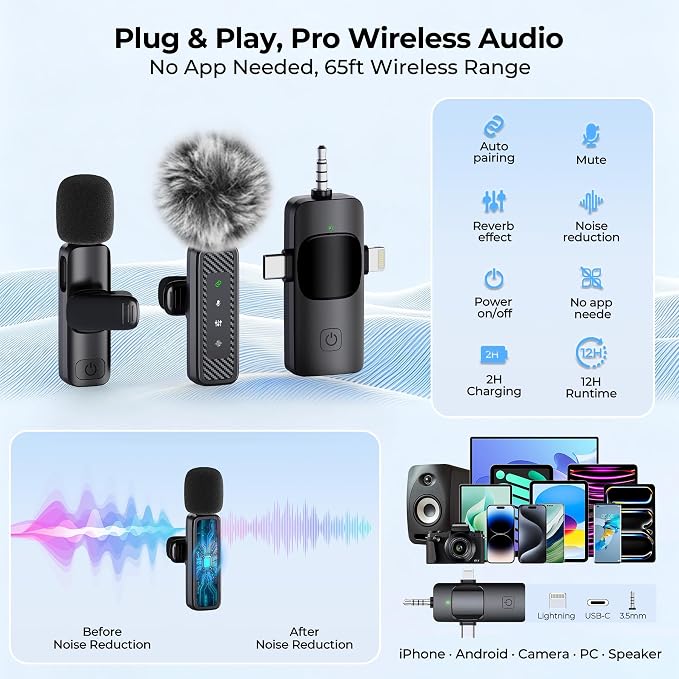 Content Creator Essentials Vlogging Kit, Magnetic Tripod & 2 Lights 2 Mics | 68" Magnetic Tripod for iPhone MagSafe/Android with Remote & 2 in 1 Magnetic Holder for Video Recording/Travel/Vlogging - Image 2