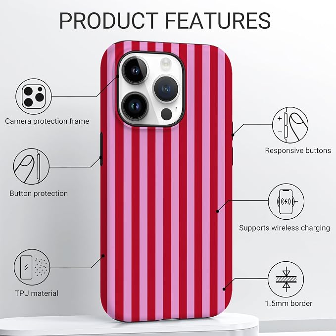 TPU Phone Case for iPhone 13 Pro Max, MagSafe Wireless Charging Compatible, Shockproof Slim Fit Protective Cover with Anti-Yellowing & Raised Camera Protection (Stripes 4, iPhone 13 Pro Max) - Image 4