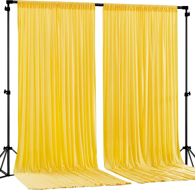 Yellow Backdrop Curtains-Wrinkle-Free Polyester Photography Drapes Party Curtain Background for Baby Shower Wedding Decorations- 8 X10FT (Yellow) by WishCare