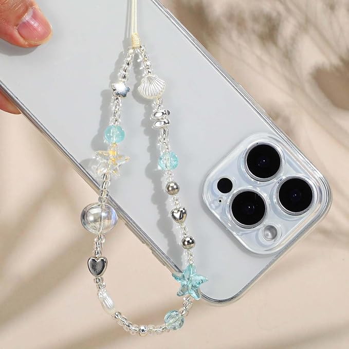 Yolev Beaded Camera Wrist Strap Cute Camera Charm Strap Blue Digital Camera Wrist Strap Charm Lanyard for Phone Bag Keychain Accessories - Image 4