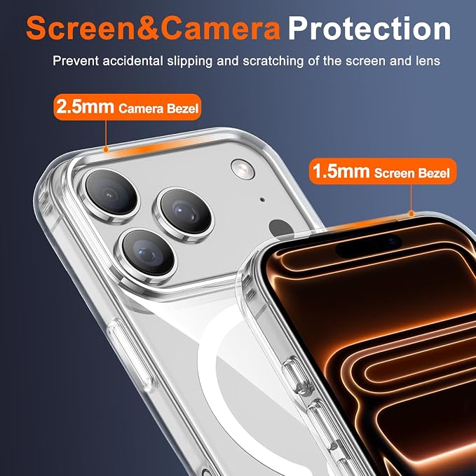 for iPhone 17 Pro Max Case Clear with Privacy Screen Protector | Magnetic, Compatible with MagSafe, Shockproof Slim Phone Case for 17 Pro Max Cover, Transparent - Image 7